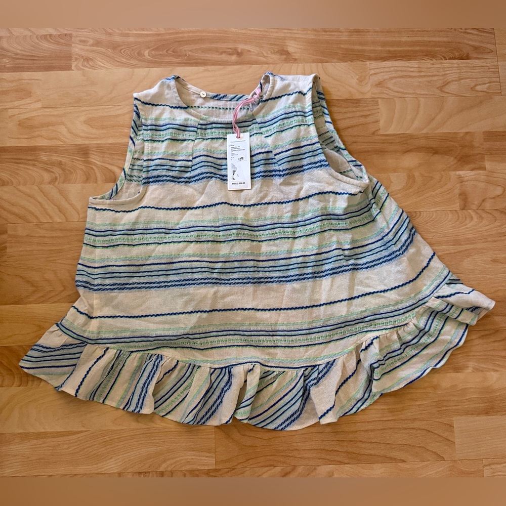 NWT Vineyard Vines woven jacquard flutter back top color tide blue woman’s small
